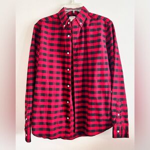 Crew Cuts Button Down Shirt Buffalo Plaid Red Black Flannel Cotton Boy Size 16